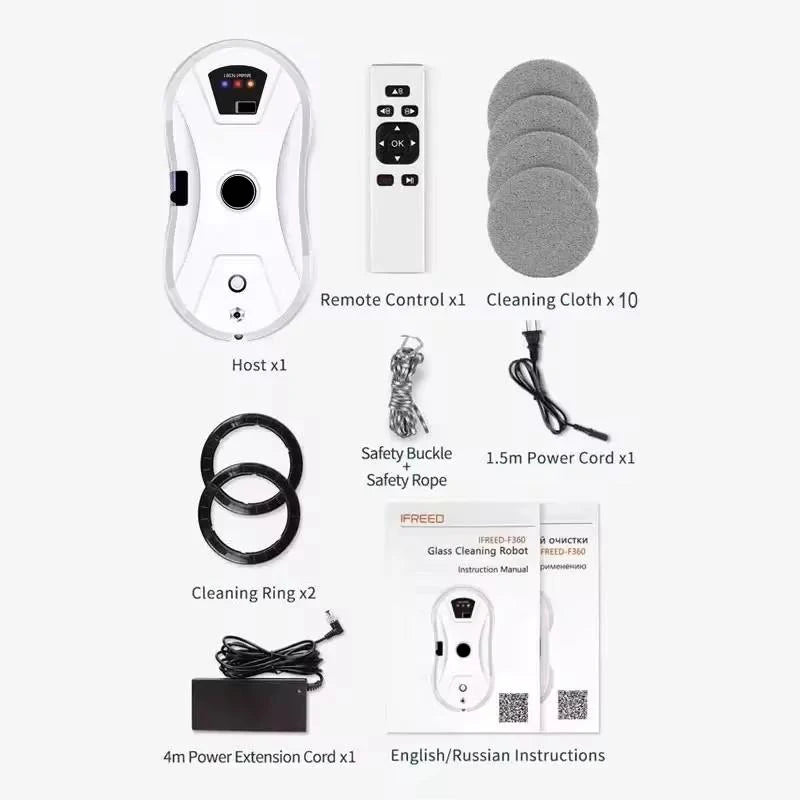 Smart Window Cleaning Robot Pro – Automatic Spray & 5600Pa Suction