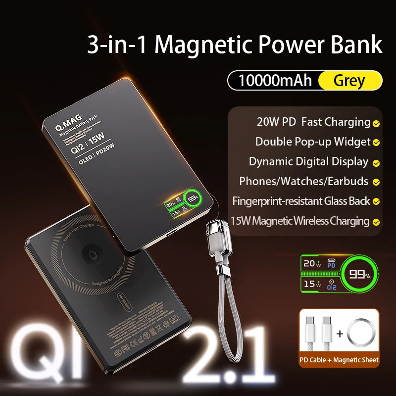 MagSafe Power Bank Pro – 15W Magnetic Wireless Charger