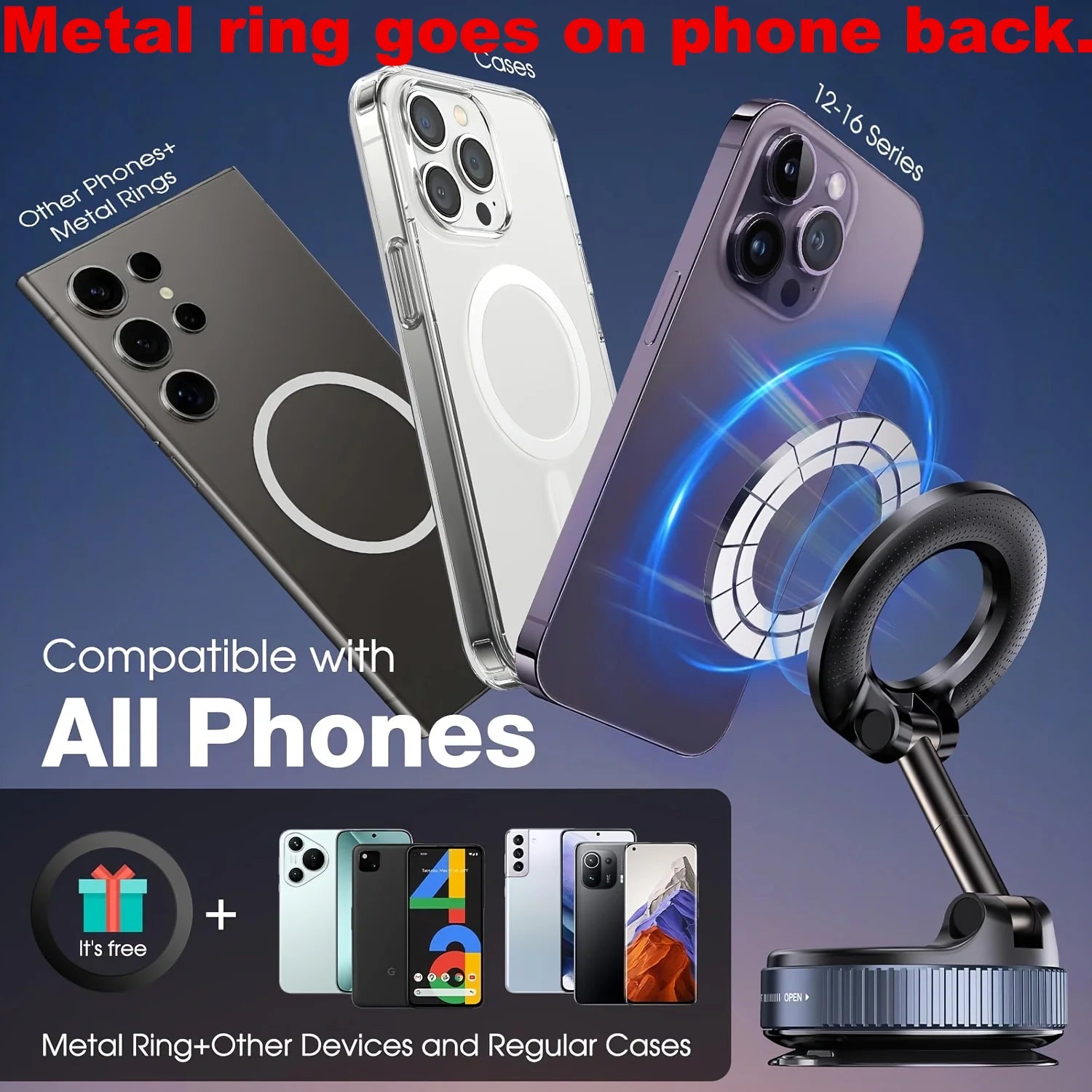 MagSafe Magnetic Suction Car Phone Mount Pro – 360° Adjustable Foldable Holder