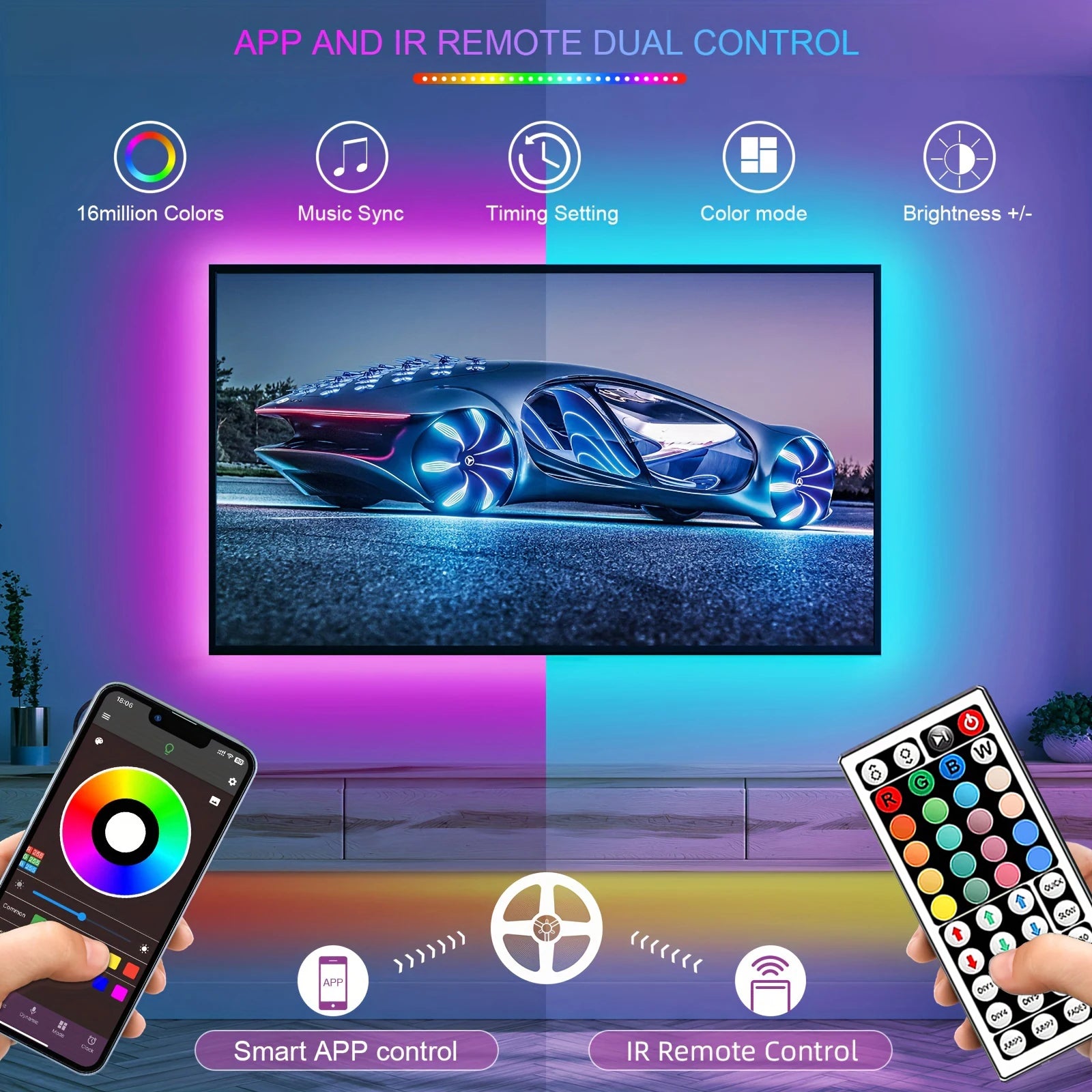 RGB LED Strip Lights Pro – Smart App Controlled Room Lighting