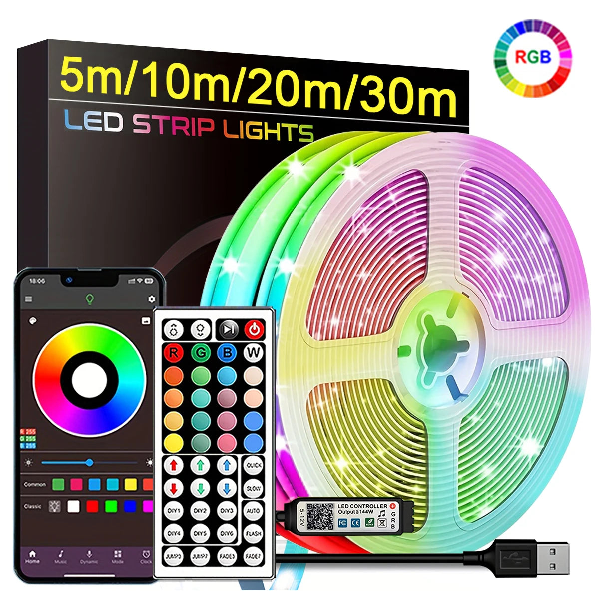 RGB LED Strip Lights Pro – Smart App Controlled Room Lighting