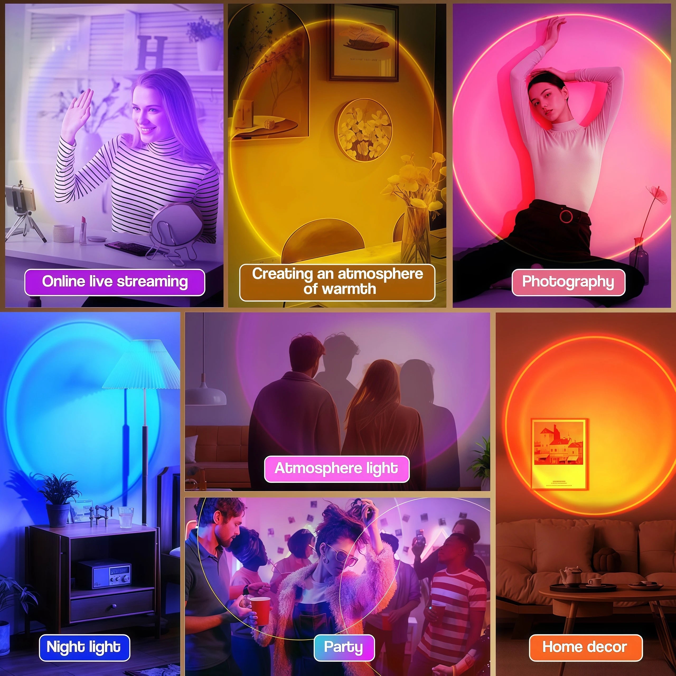 Sunset Projection Lamp Pro – 16 Color LED Mood Light