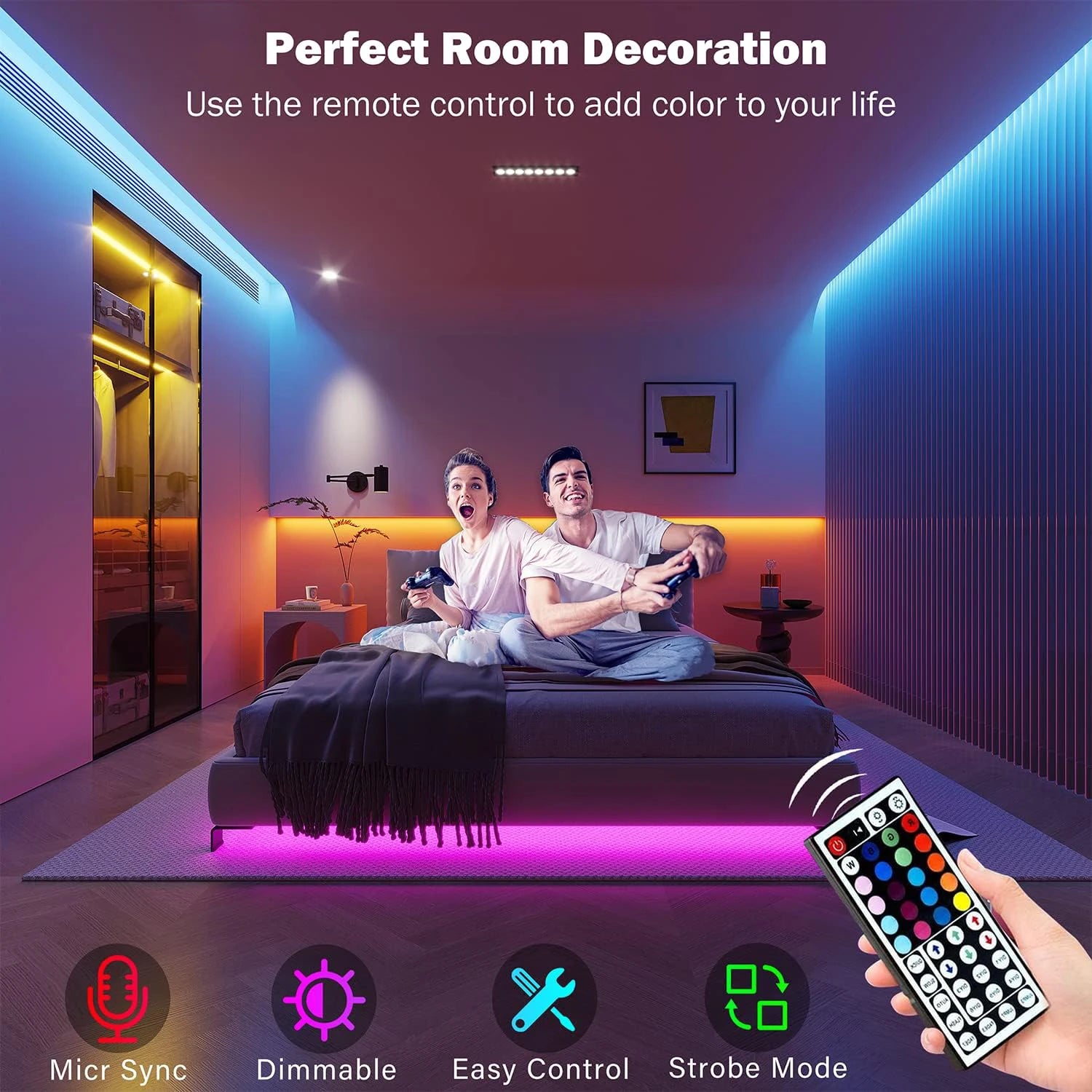 RGB LED Strip Lights Pro – Smart App Controlled Room Lighting