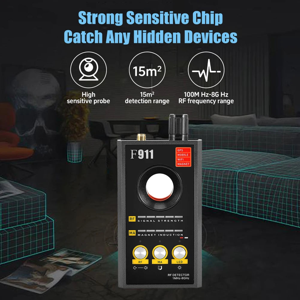 F911 Anti Spy Camera & GPS Detector Pro – RF Signal Finder