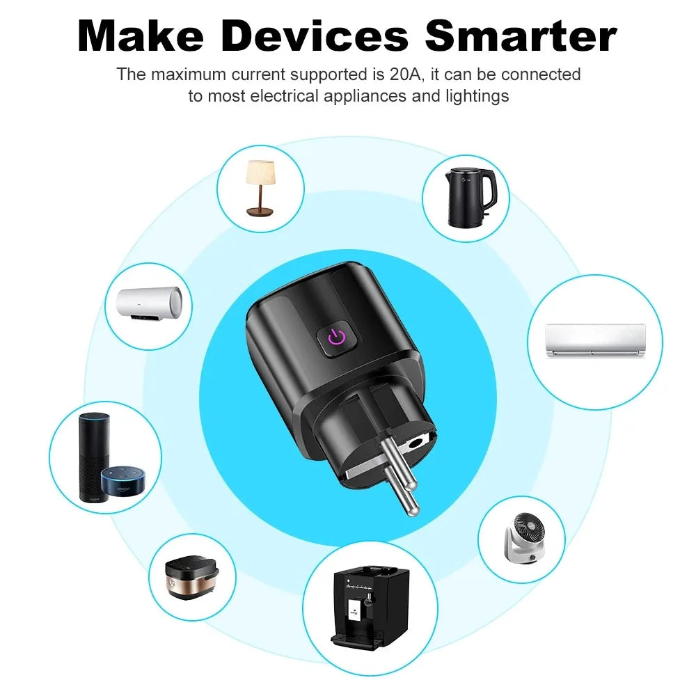 Tuya Smart WiFi Plug EU 20A – Energy Monitoring Smart Socket